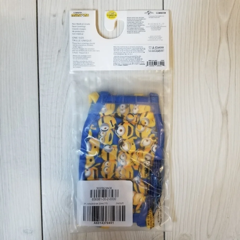 Kids Minions Face Mask (3 pack) NWT